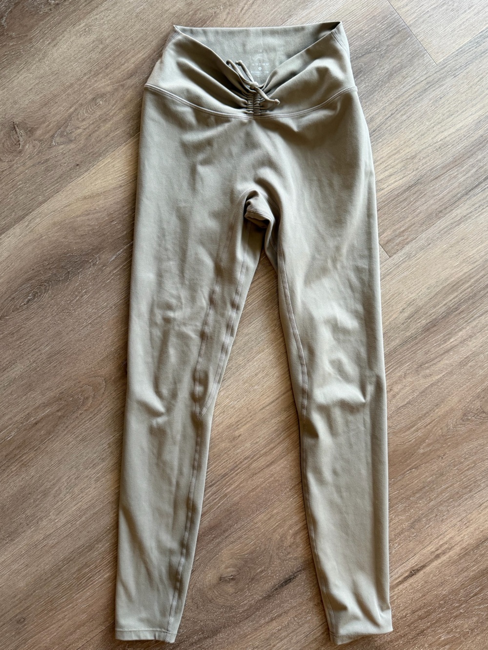 Crop Shop Boutique x Issy mathers High-Waist Drawstring Leggings in Beige